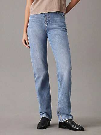 Calvin Klein Kadın Yüksek Bel Denim Mavi Kot Pantolon