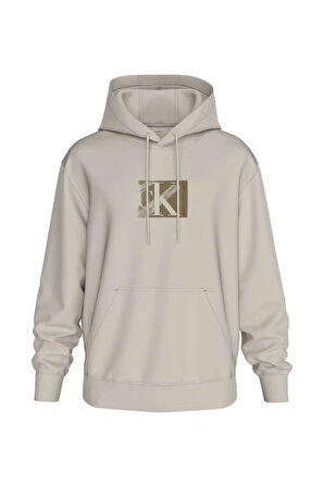 Erkek Ck Box Kapüşonlu Sweatshirt - Gri | M