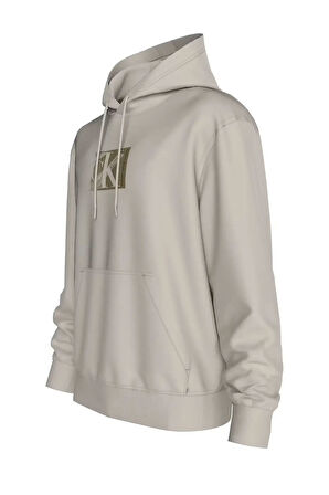 Erkek Ck Box Kapüşonlu Sweatshirt - Gri | M