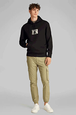 Erkek CK Box Kapüşonlu Sweatshirt - Siyah  | XS