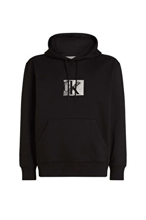 Erkek CK Box Kapüşonlu Sweatshirt - Siyah  | S