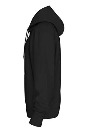 Calvin Klein Erkek Siyah Küçük Logolu Kapüşonlu Sweatshirt
