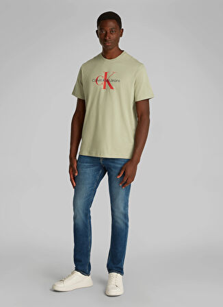 Calvin Klein Jeans Yeşil Erkek T-Shirt 00040EM286LRT SS HERO MONOGRAM TEE