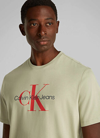 Calvin Klein Jeans Yeşil Erkek T-Shirt 00040EM286LRT SS HERO MONOGRAM TEE