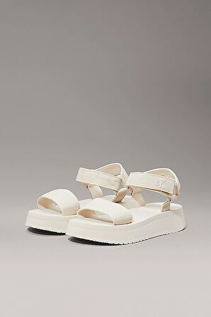 Kadın Ck Canvas Platform Sandalet - Ekru | 38