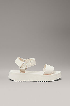 Kadın Ck Canvas Platform Sandalet - Ekru | 38