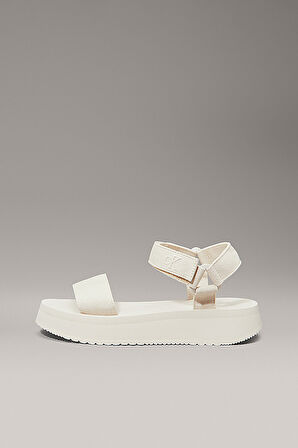 Kadın Ck Canvas Platform Sandalet - Ekru | 38