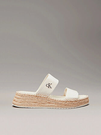 Calvin Klein Kadın Tuval Platform Espadril Sandalet