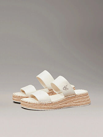 Calvin Klein Kadın Tuval Platform Espadril Sandalet
