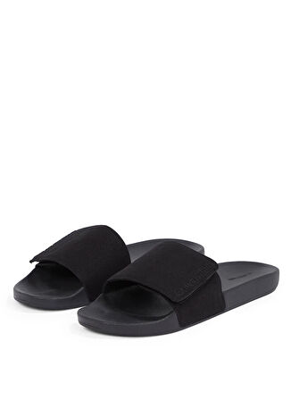 Calvin Klein Siyah Plaj Terliği ADJ POOL SLIDE CANVAS LOGO