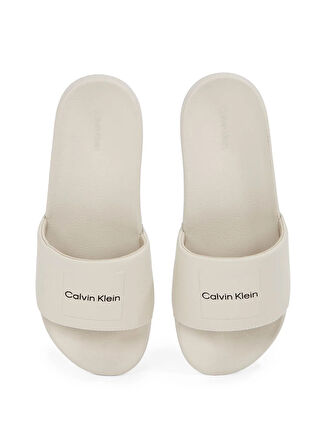 Calvin Klein Ekru Erkek Plaj Terliği POOL SLIDE W/ CK SQUARE