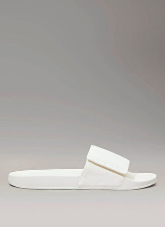 Calvin Klein Beyaz Erkek Plaj Terliği ADJ POOL SLIDE CANVAS LOGO
