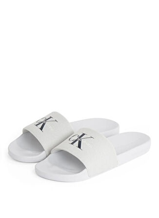 Calvin Klein Gri Erkek Plaj Terliği SLIDE MONOGRAM CV