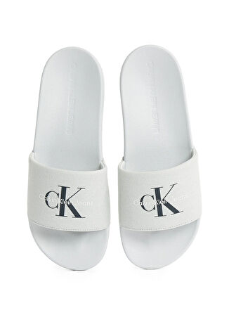 Calvin Klein Gri Erkek Plaj Terliği SLIDE MONOGRAM CV