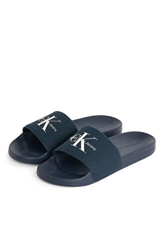 Calvin Klein Lacivert Erkek Plaj Terliği SLIDE MONOGRAM CV