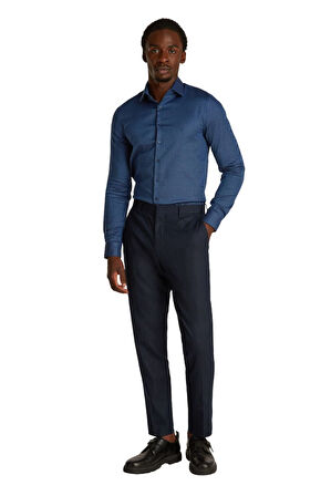 Erkek Ck Non Iron Structure Slim Gömlek - Lacivert | 39