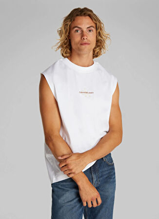 Calvin Klein Jeans Beyaz Erkek Atlet J30J327493YAF MONOLOGO SLEEVELESS