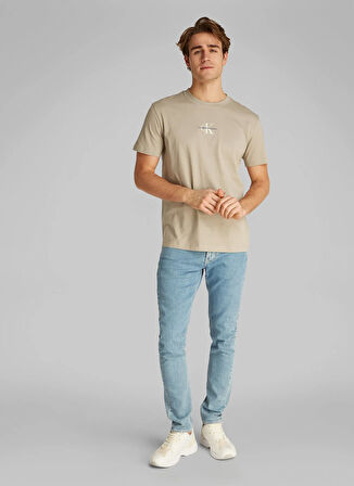 Calvin Klein Jeans Bej Erkek T-Shirt J30J325649PAH MONOLOGO TEE