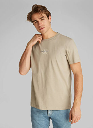 Calvin Klein Jeans Bej Erkek T-Shirt J30J325649PAH MONOLOGO TEE
