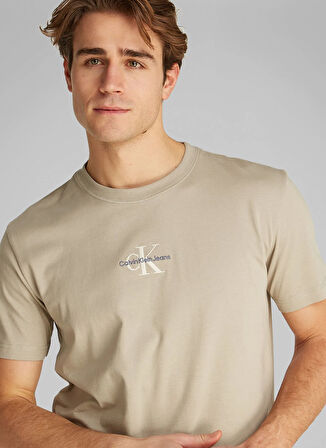 Calvin Klein Jeans Bej Erkek T-Shirt J30J325649PAH MONOLOGO TEE