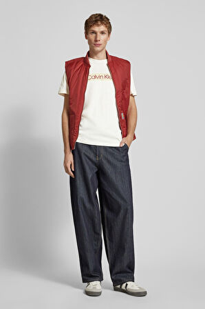 Erkek Calvin Klein Label T-Shirt - Krem | XS