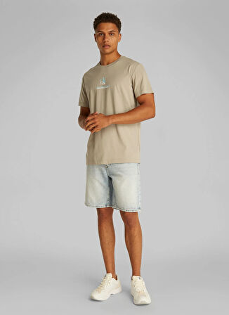 Calvin Klein Jeans Bej Erkek T-Shirt J30J327469PAH SHADOW LOGO TEE