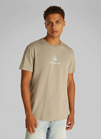 Calvin Klein Jeans Bej Erkek T-Shirt J30J327469PAH SHADOW LOGO TEE