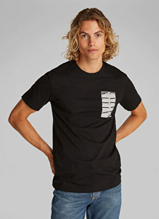 Calvin Klein Jeans Siyah Erkek T-Shirt J30J327474BEH SERIF BOX GRAPHIC TEE