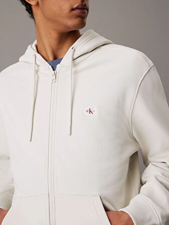 CALVIN KLEIN WOVEN LABEL ZIP THROUGH HOODIE Sweatshirt