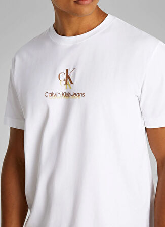 Calvin Klein Jeans Beyaz Erkek T-Shirt J30J327469YAF SHADOW LOGO TEE