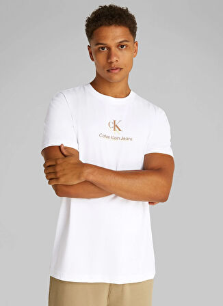 Calvin Klein Jeans Beyaz Erkek T-Shirt J30J327469YAF SHADOW LOGO TEE