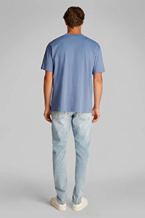 Erkek Ck Logo Şerit T-Shirt - Mavi | XS