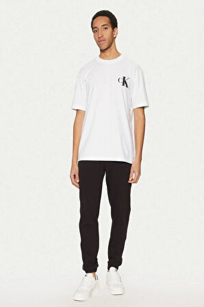 Calvin Klein Erkek Kalın CK Baskılı Beyaz T-shirt