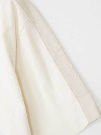 Calvin Klein Erkek Bant Logo Detaylı Bej T-shirt