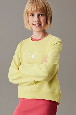 Kız Çocuk Ck Logo Sweatshirt - Sarı | 12 Yaş