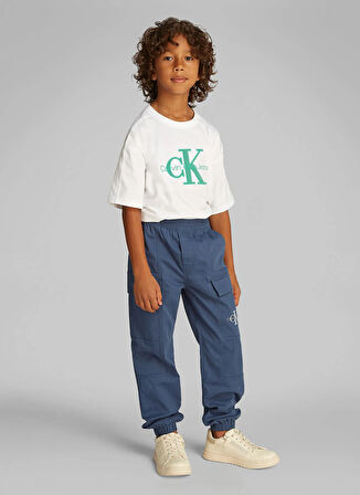 Calvin Klein Lastikli Bel Lastikli Paça Mavi Erkek Çocuk Kargo Pantolon IB0IB02270C8J