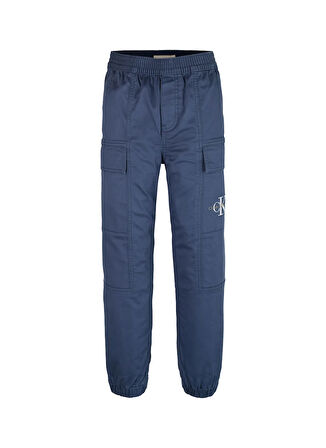 Calvin Klein Lastikli Bel Lastikli Paça Mavi Erkek Çocuk Kargo Pantolon IB0IB02270C8J
