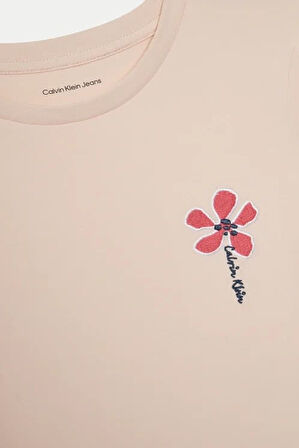Kız Çocuk Ck Küçük Çiçek Logo T-Shirt - Açık Pembe | 14 Yaş