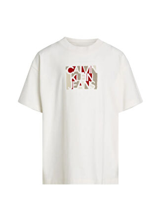 Calvin Klein Baskılı Ekru Erkek Çocuk T-Shirt IB0IB02445YAS