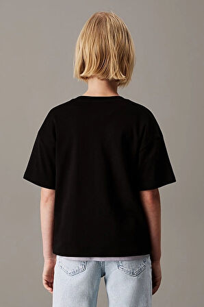 Kız Çocuk Script Logo Boxy T-Shirt - Siyah | 12 Yaş