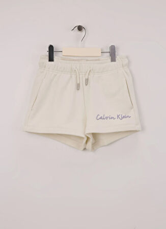 Calvin Klein Lastikli Bel Regular Fit Ekru Kız Çocuk Şort IG0IG02882YAS