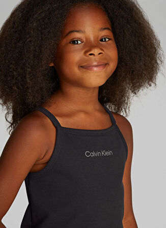 Siyah Kız Çocuk Kare Yaka Dar Kalıp Baskılı T-Shirt IG0IG02868BEH