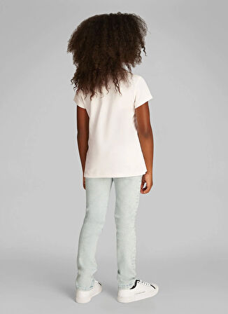 Calvin Klein Baskılı Ekru Kız Çocuk T-Shirt IG0IG028600GE