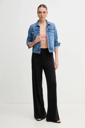 Kadın Yüksek Bel Geniş Paça Regular Fit Siyah Pantolon J20J225337-BEH