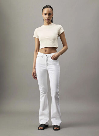 Calvin Klein Jeans Yüksek Bel Bootcut Paça Normal Beyaz Kadın Denim Pantolon J20J2255111AA