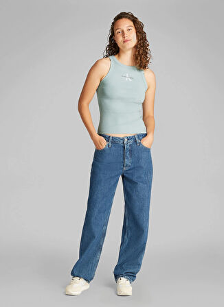 Calvin Klein Jeans Yuvarlak Yaka Baskılı Mavi Kadın T-Shirt J20J225301CDV