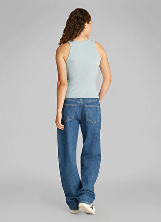 Calvin Klein Jeans Yuvarlak Yaka Baskılı Mavi Kadın T-Shirt J20J225301CDV