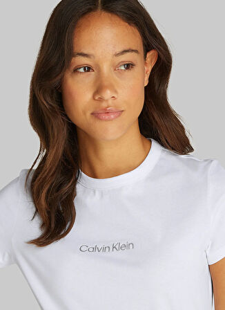 Calvin Klein Bisiklet Yaka Düz Beyaz Kadın T-Shirt K20K208294YAA