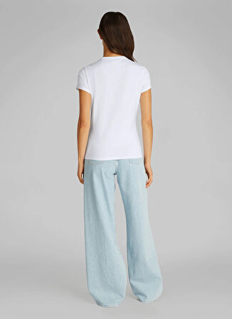 Calvin Klein Bisiklet Yaka Düz Beyaz Kadın T-Shirt K20K208294YAA
