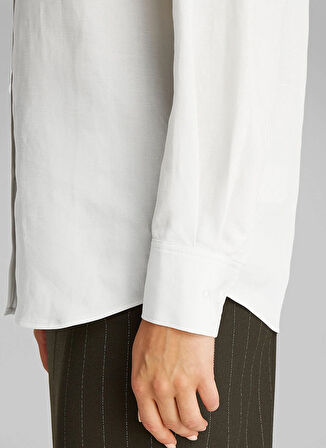 Calvin Klein Standart Gömlek Yaka Düz Ekru Kadın Gömlek K20K208321ADA